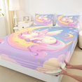 thumbnail image 3 of Castle Fairy Kids Cute Animal Unicorn 3Pcs Twin Sheet Sets,Kawaii Rainbow Twin Fitted Sheet,Dreamy Princess Breathable Flat Sheet,Microfiber Bedroom Decor, 3 of 7