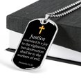 thumbnail image 4 of Justice Executed Proverbs 21:15 Necklace Stainless Steel or 18k Gold Dog Tag 24" Chain, 4 of 8