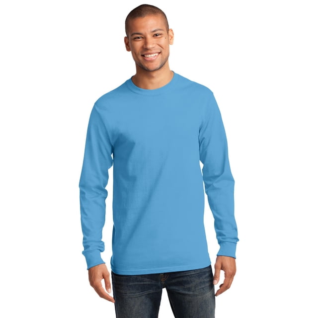 Camiseta esencial de manga larga alta Puerto & Compañía PC61LST Azul acuático XLT