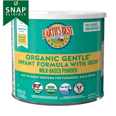 Earth's Best Gentle Organic Powder Baby Formula with Iron, 21 oz Canister