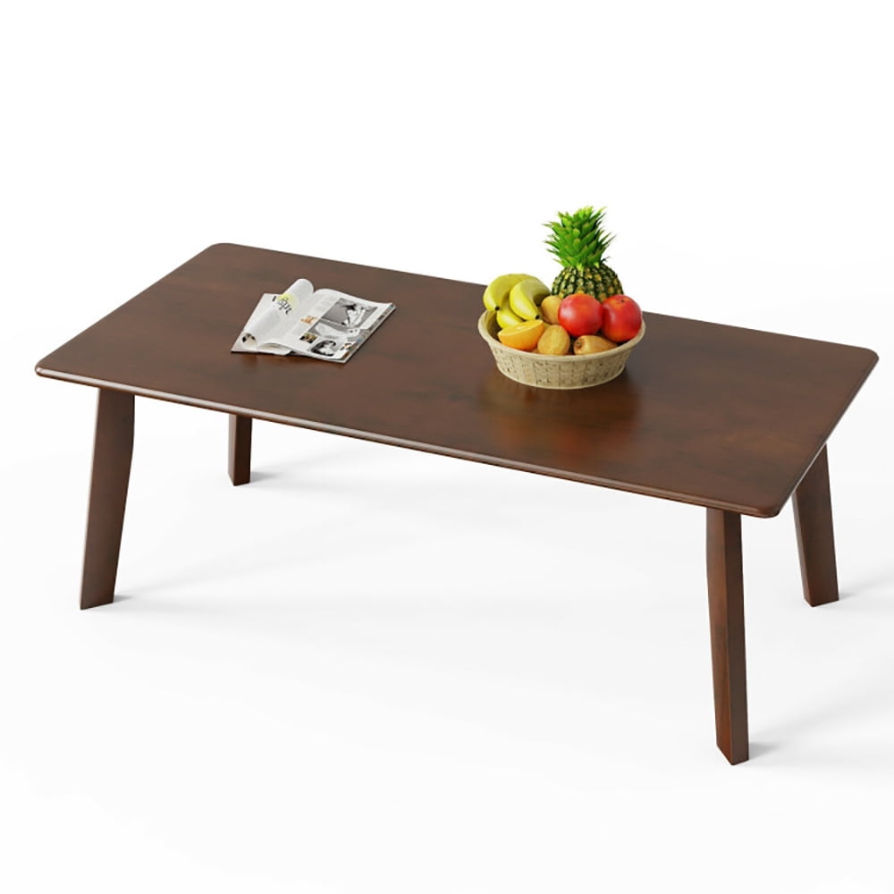Finihen Wooden Coffee Table, Rectangular Coffee Table, Rectangular Modern Wooden Coffee Table with Rubber Leg, for Living Room, Reception Room, Brown