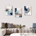 thumbnail image 2 of Modern Abstract Canvas Wall Art - Set of 3 Minimalist Canvas Wall Decor Blue and Brown Art Suitable for Instant Hanging Living Room Bedroom Bathroom Office Home Decor 12 x 16 Framed, 2 of 6