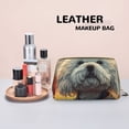 thumbnail image 4 of Bingfone Sunset Meditating Bichon Frise Print Leather Makeup Bag, Portable Hand-held Zipper Female Cosmetic Bag Toiletry Bag, Suitable for Home and Travel, 4 of 6