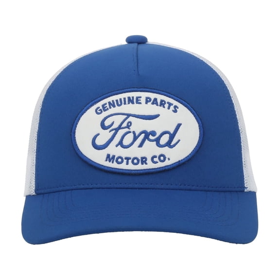 Ford Structured 5-Panel Trucker Hat – Embroidered Oval Logo Scout Patch Meshback Cap, One Size