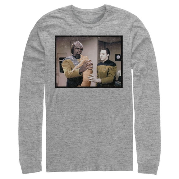 Men's Star Trek: The Next Generation Worf and Data What Do We Do With This Cat  Long Sleeve Shirt Athletic Heather Large