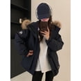 thumbnail image 2 of Nuevas chaquetas de invierno para mujer, abrigos cortos con capucha y cuello de piel grande, plumón de pato blanco, parkas cálidas y gruesas, abrigo informal holgado, 2 of 5