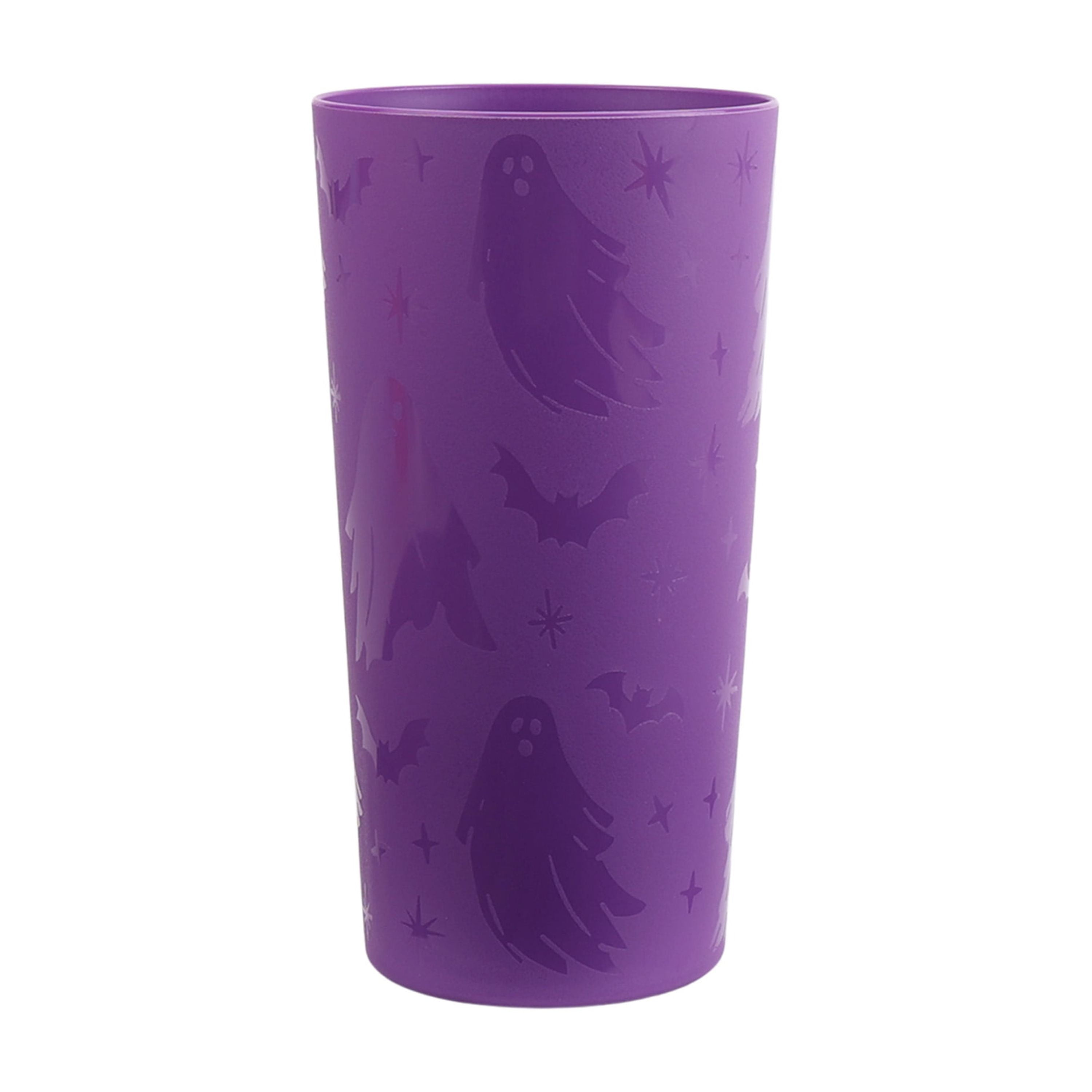 Mainstays 26 Ounce Round Plastic Etched Ghost Tumbler, Purple