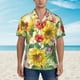 thumbnail image 2 of Balery Sunflower Cornflower Poppy Camisas hawaianas de manga corta para hombre, camisas playeras de corte holgado, camisas de vacaciones con botones,Small, 2 of 7