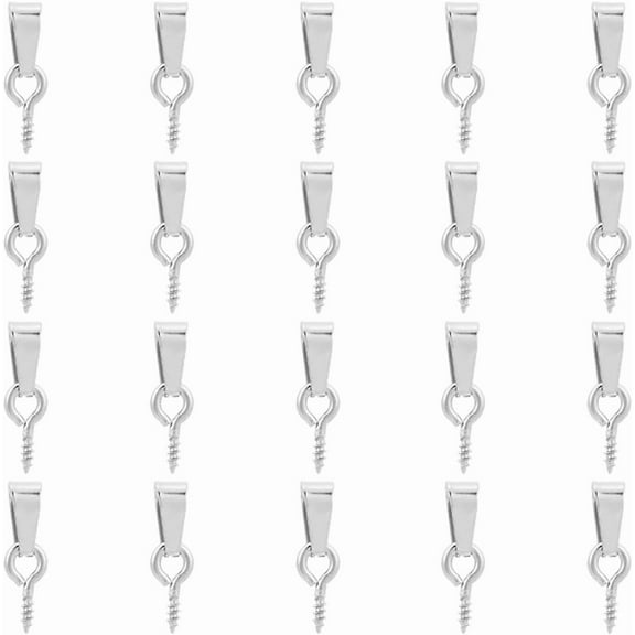 20Pcs Mini Screw Eye Pin Silver Screw Eye Pins Peg Bails Metal Hoop Peg Screw Eye Pin Hook Eyelets Screw Threaded