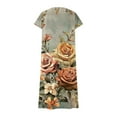 thumbnail image 5 of GaThRRgYP Casual Comfort Dress Women Everyday,Women's Fashionable Printed Short Sleeved V-neck Dress Long Skirt Multicolor XL, 5 of 5