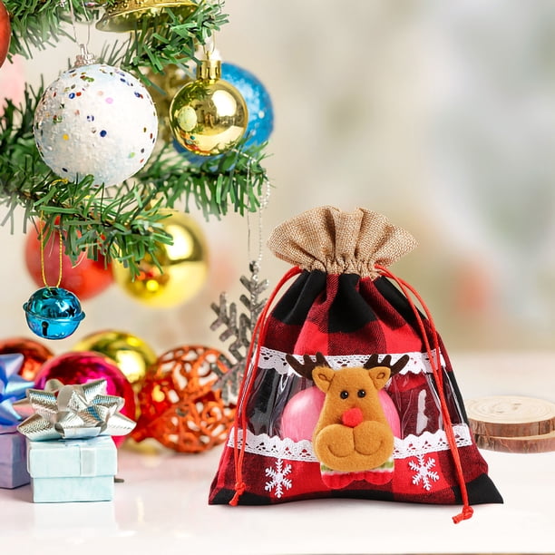 Xihbxyly Iniciar Sesión En Mi Cuenta Adornos Navideños Nochebuena Bolsa de Dulces Navideñas Bolso de Mano Bolsa de Regalo Navideña Transparente Decoración