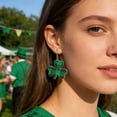 thumbnail image 4 of Pendientes de cuero del Día de San Patricio Pendientes de cuero verde del Día de San Patricio Pendientes verdes con sombrero Pendientes de PU, 4 of 6
