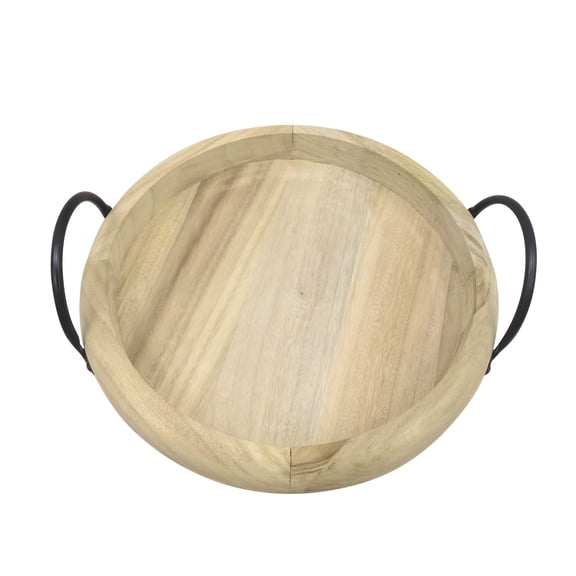 Ashland Decorative Tray - Square Camphor Wood with Iron Handle - Natural - 13.8" x 13.8" - 1-Pack