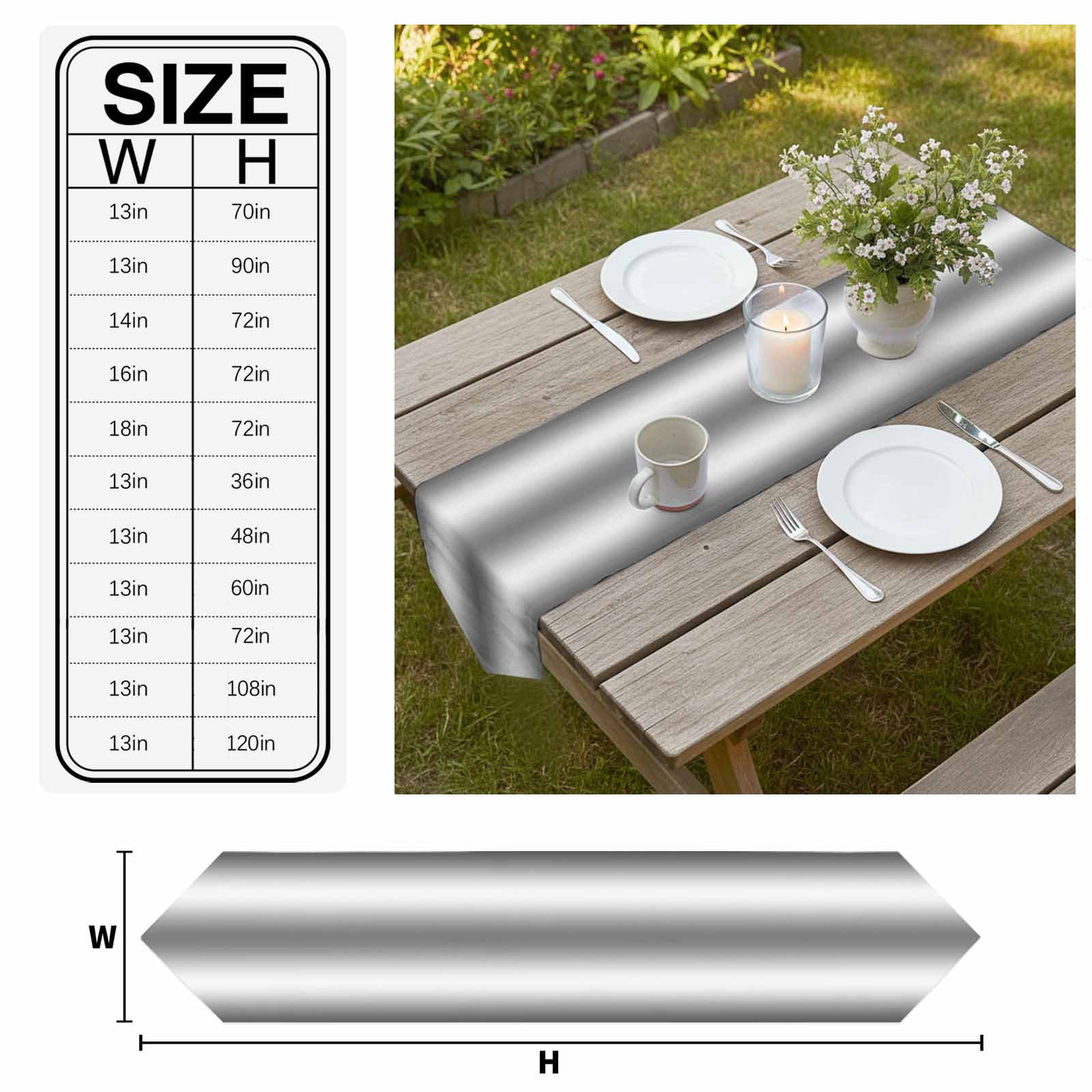 Grey White Table Runner Linen Burlap Table Runner 36 Inches Small Gray Farmhouse Modern Rustic Dresser Scarves for Kitchen Island Coffee Dining Room Party Wedding Banquet Holiday Decoration 13"x36"