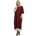 thumbnail image 2 of Bimba Women's Chic Boho Style Maxi Long Kaftan With Pockets Rayon Coverup-24, 2 of 4