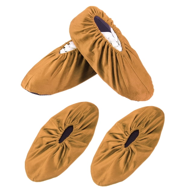 Uxcell Reusable Shoe Covers, (12 Inch, Light Brown) (2 Pairs), Non-Slip Shoe Protectors Covers Polyester Washable Foot Boot Covering, Suit for - Indoors/Households/Laboratory