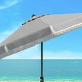 thumbnail image 5 of SAFAVIEH Milan Fringe 11' Market Crank Round Umbrella, Grey/White, 5 of 6