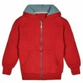 thumbnail image 3 of Kids Soft Warm Sherpa Lined Full Zip Up Fleece Hoodie Sweatshirt Coat Jacket, Red, XL, 3 of 6