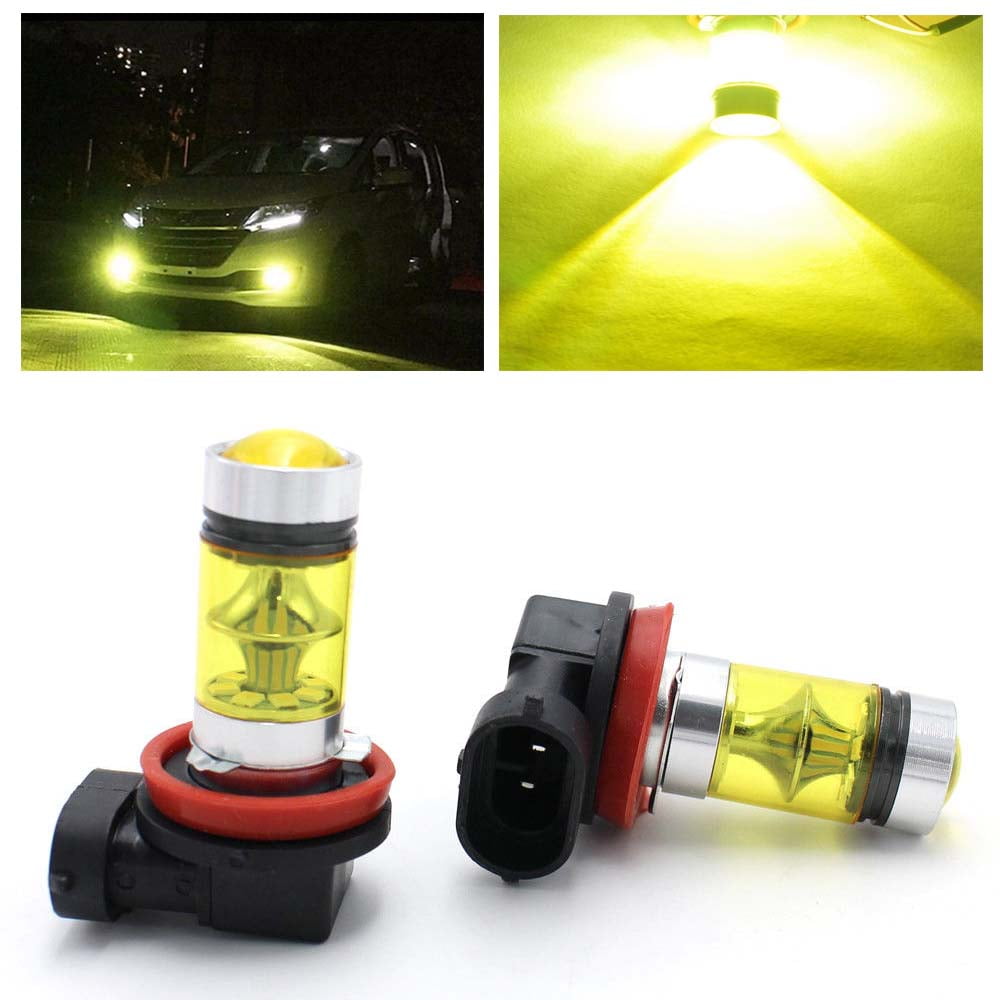 Yellow H11 H8 Fog Light 2323 LED 100W Driving Projector DRL Bulbs 4300K