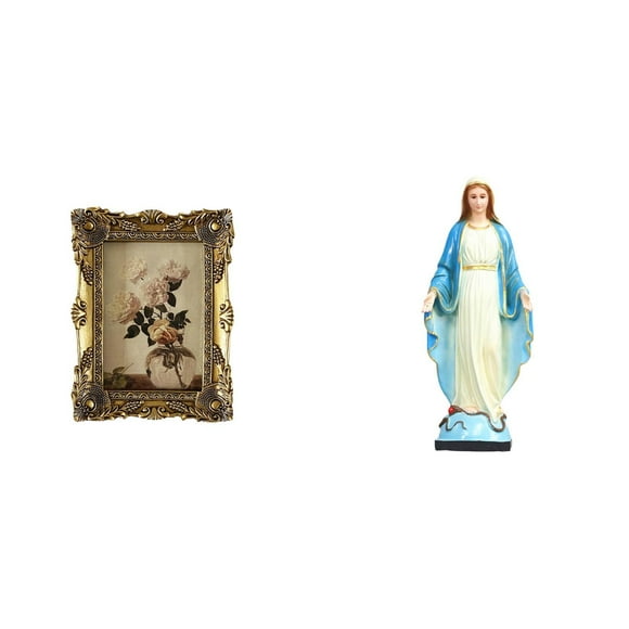Marco de fotos,Marco de fotos ornamentado,marco barroco antiguo,Marco de fotos de mesa para pared,decoración del hogar,Estatua católica,Colección religiosa de estatuas de la Virgen María
