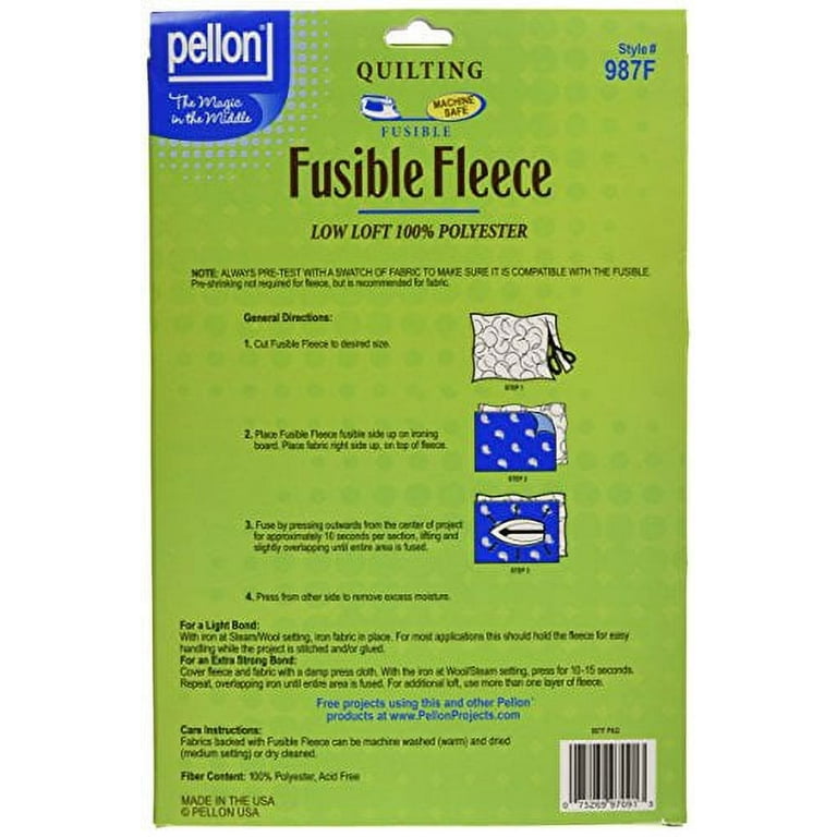 Pellon 987F Fusible Fleece Fabric Interfacing, White 22 x 36 Precut 