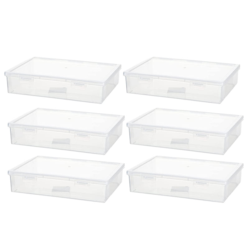 6 Pcs 7In x 9In x 2In Plastic Storage Box with Lid Multipurpose Craft Organizer Plastic Containers Clear Pencil Case
