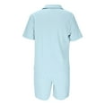 thumbnail image 7 of Stamzod Mens Summer Outfits Solid Color Short Sleeve Buttton Down Shirts and Shorts Mens 2 Piece Outfits Beach Vacation Clothes for Men Light Blue XXXL, 7 of 7