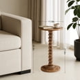 thumbnail image 6 of EDX Round Side Table - Solid Wood Leg Small Drink Table for Living Room Bedroom Office,Brown, 6 of 8