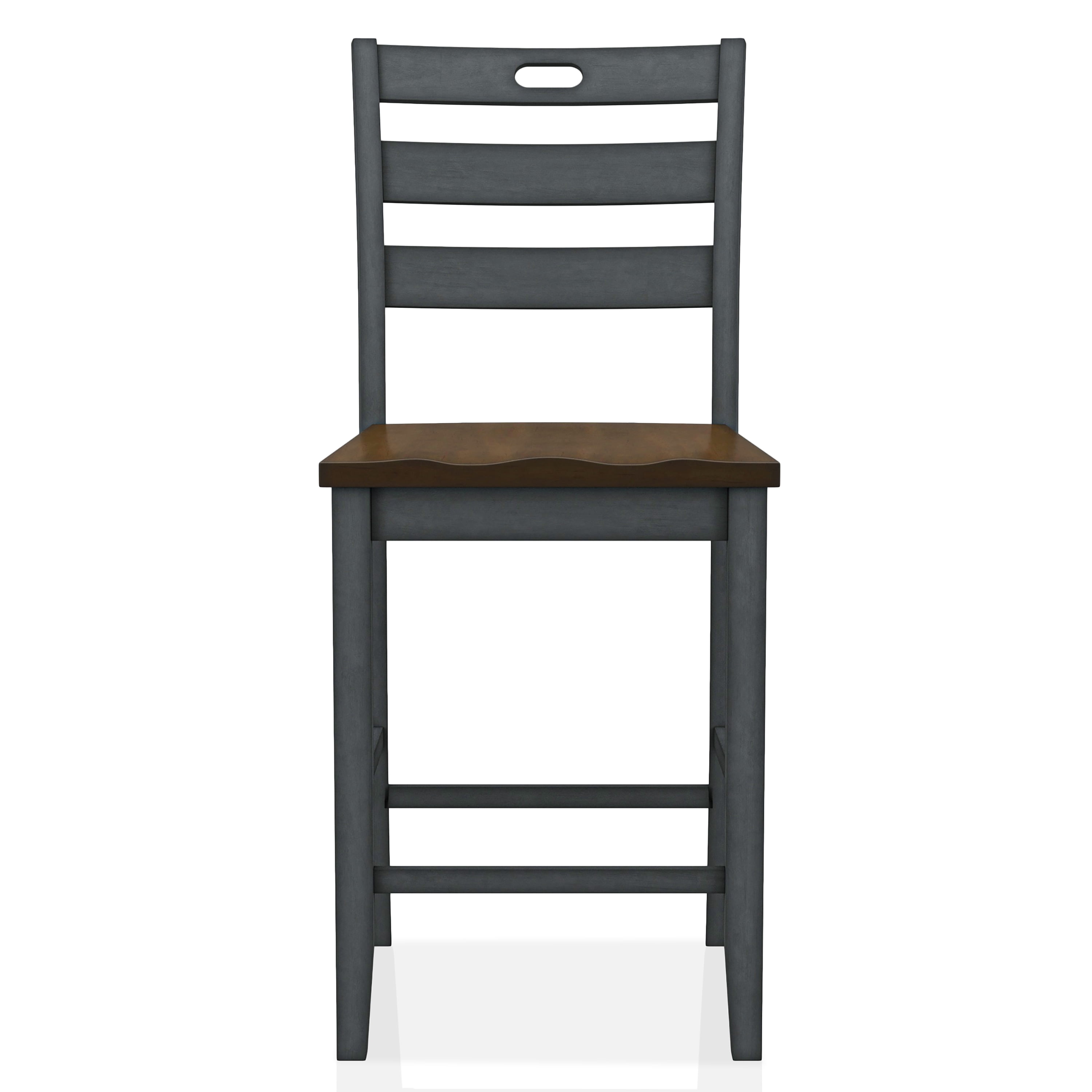 Furniture of America Donia Wood Counter Chair- Set of 2, Antique Gray