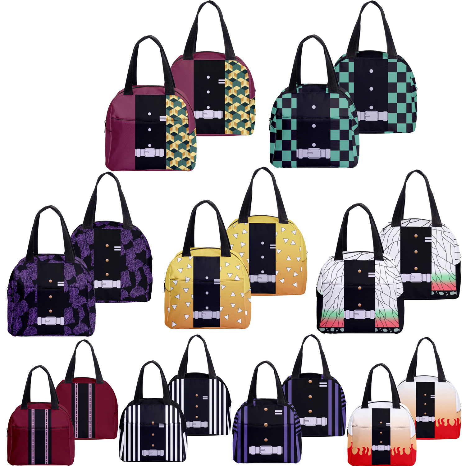 Demon Slayer Kamado Tanjirou Lunch Bag Men Women Anime Lunch Box For