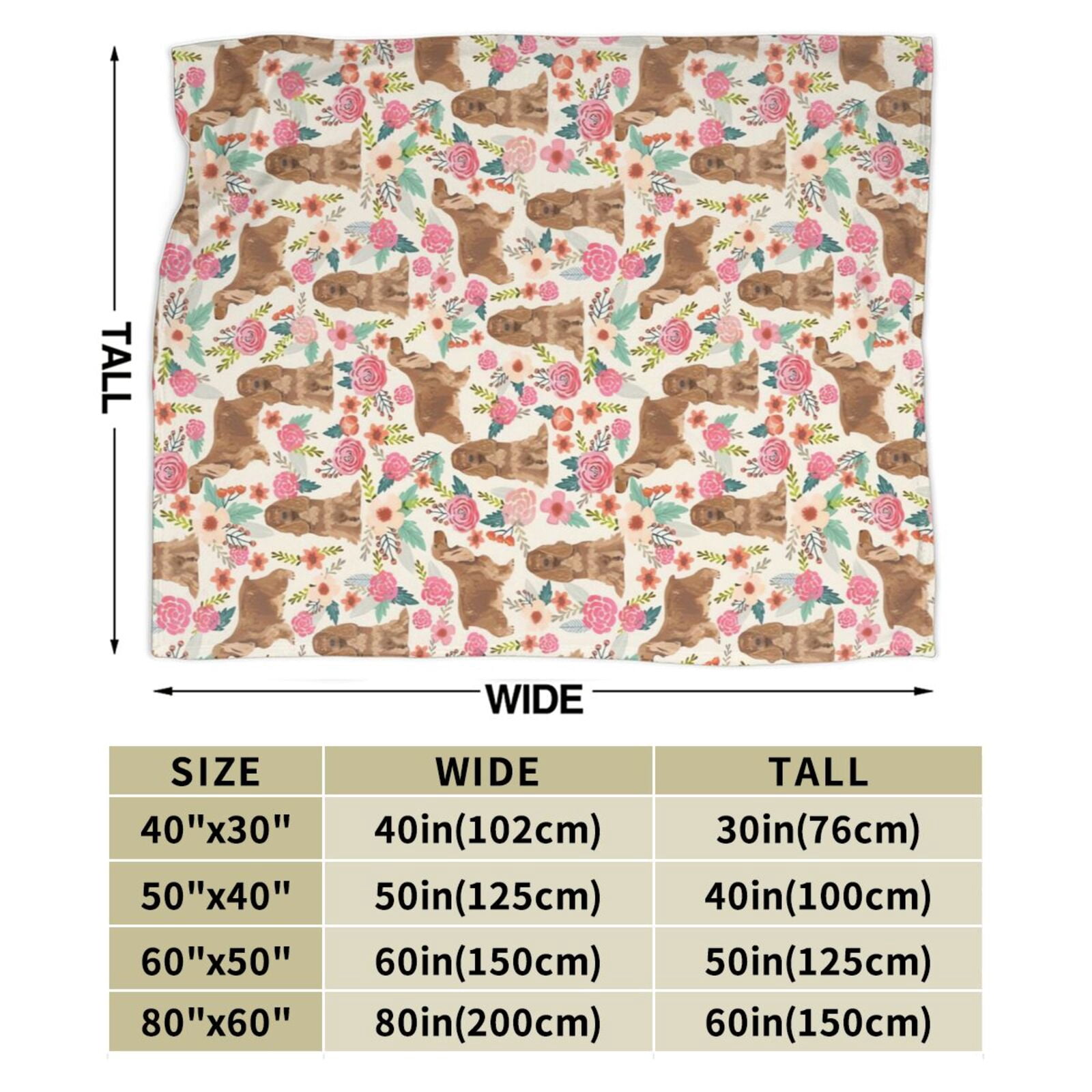 Wijzvio Spaniel Dogs Lovers Flower Floral Throw Blanket Soft Fuzzy Fleece Blanket For Couch Bed Living Room Decoration 80"X60"
