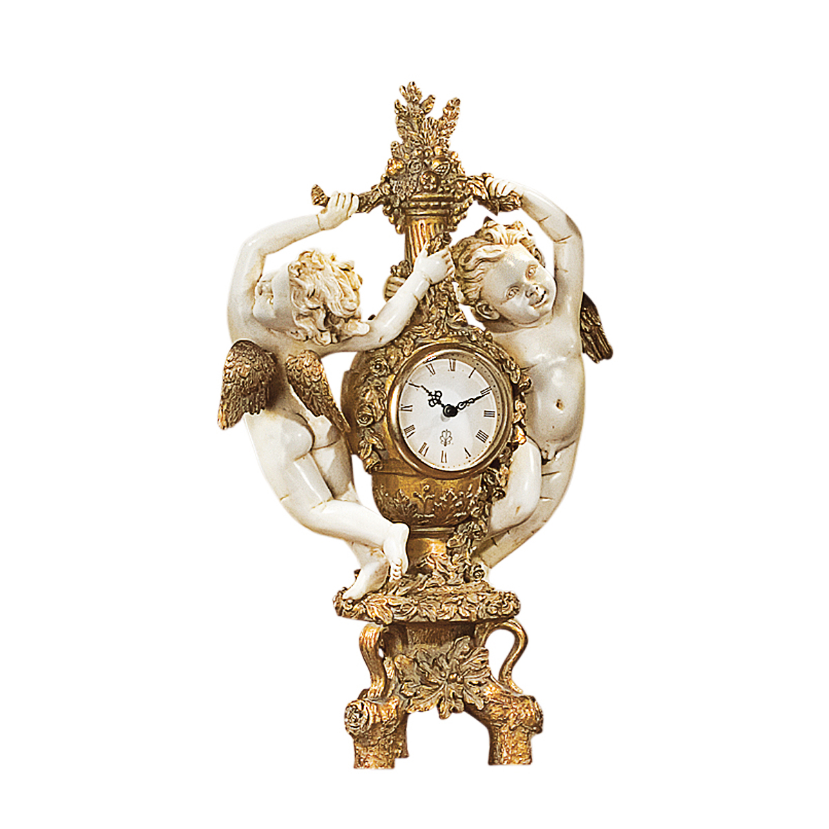 Design Toscano Cherub-Standuhr – Saint Remy, Handgefertigt Aus Steinsplitt & Harz