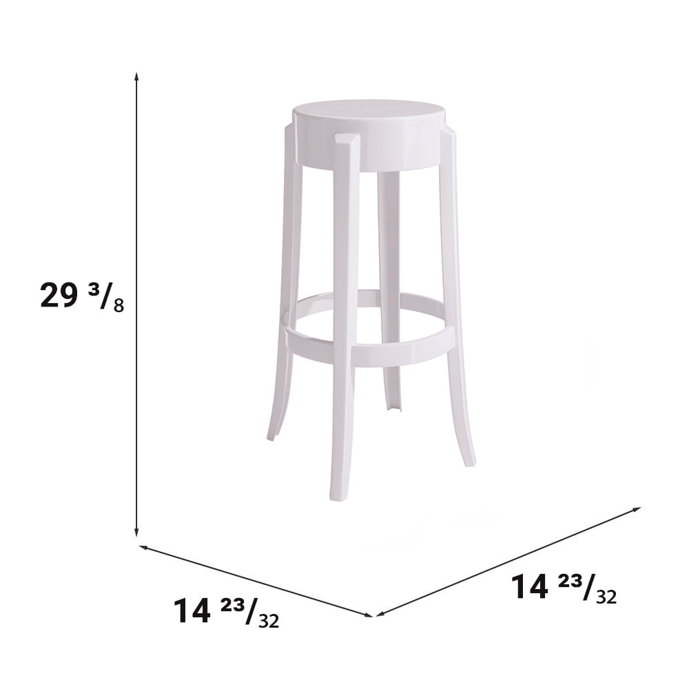 UZ Shine Set of 2 Matte White Counter Bar Stools, 29.3" High, Thermoplastic, Matte Finish