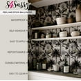 thumbnail image 4 of S4Sassy Monochrome Jungle Wallpaper Grey Palm Wall Covering, 25" x 120" Self-Adhesive Vinyl Wallpaper, Decorative Wall Wrap, Easy DIY Decor For Bedroom, Living Room, Cabinets, Living Spaces, 4 of 9