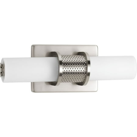 Progress Lighting Truss Nickel Energy Efficient LED Vanity Light with Etched Opal Glass Shades