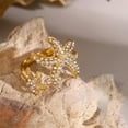 thumbnail image 4 of Starfish Ring for Women 18K Gold Plated Adjustable Open Band Cubic Zirconia Sea Star Statement Ring Hypoallergenic Stainless Steel Trending Aesthetic Beach Jewelry for Summer Vacation Daily Wear, 4 of 6