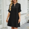 thumbnail image 4 of mfyjkho Vestidos de fiesta para mujer, Vestido camisero de color liso con cuello en V y mangas al codo para mujer Vestidos largos para mujer l, 4 of 6