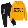 thumbnail image 2 of LIUYUNNN Kids Boys Girls Active Sweatsuit 2PC Long Sleeve Letter Pullover Tracksuit Pullover Hoodie Sweatpants Fall Winter Clothes Tween Clothes 9-10 Years Boys Girls Fall and Winter Outfits, 2 of 5