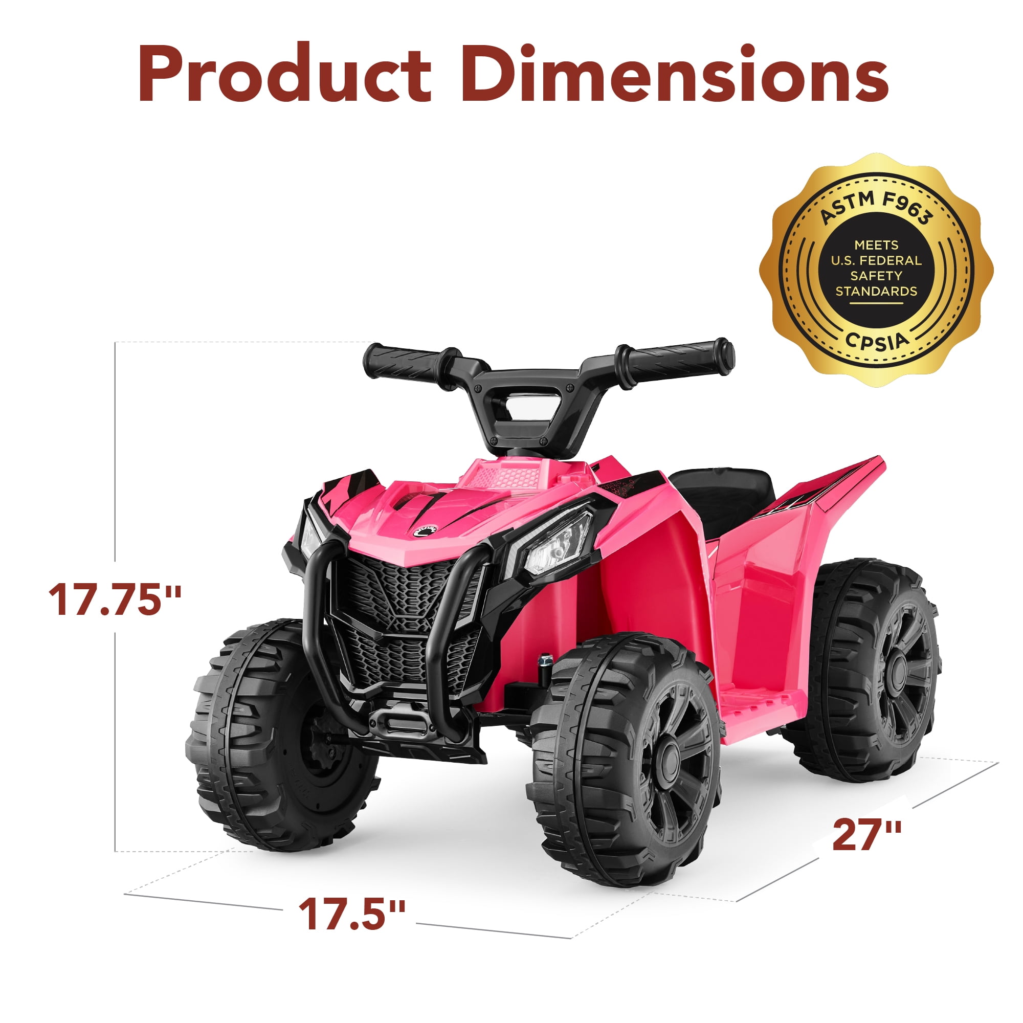 Best Choice Products 6V Kids Ride-On 4-Wheeler Quad ATV Car w/ 1.8mph Max Speed, Treaded Tires - Hot Pink