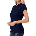 thumbnail image 3 of Basico Navy Polo Collared Shirts For Women 100% Cotton Short Sleeve Golf Slim Fit Polo Shirts For Women and Juniors, 3 of 4