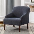 thumbnail image 2 of Aubrey Bleu Marine Tissu Polyester Rembourré Mi-Siècle Style Fauteuil, 2 of 14