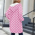 thumbnail image 5 of Oplxuo Long Hoodies for Women Zip Up Fleece Oversized Sweatshirts with Pockets Comfy Lounge Fashion Polka Dot Long Jacket, 5 of 5