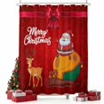 thumbnail image 2 of Merry Christmas Shower Curtain, Xmas Santa Elk Winter Gifts Snowflake Waterproof Fabric Shower Curtains with 12 Hooks, Bathroom Curtain Set for Bathroom Accessories Decor, 72 x 84 Inches, 2 of 9