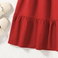 thumbnail image 4 of MIXUE Toddler Girls Casual Dresses Kids Summer Solid Color Square Collar Short Sleeve A Line Slim Maxi Dress Beachwear,Red,9-10 Years, 4 of 8