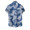thumbnail image 5 of Iugvhana Mens Hawaiian Summer Beach Shirts Casual Short Sleeve Shirt Floral Button Down Tropical Holiday Shirts Top Dark Blue L, 5 of 5