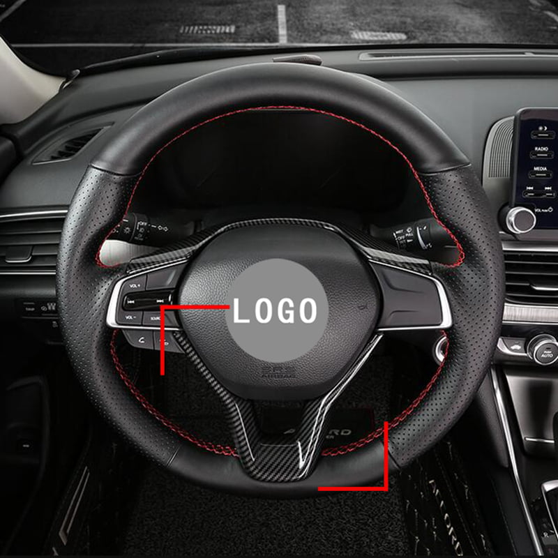 For Honda Accord 2018-2021 Carbon Fiber Steering Wheel Logo Frame Cover Trim 1pc