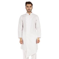 Atasi Casual Solid Long Sleeve Cotton Kurta For Indian Mens Mandarin Collar Irregular Hem Ethnic Shirt