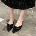 thumbnail image 3 of AXXD Black Summer Sandals for Women 2024 Trendy Summer Sparkly Low Heel Mothers Day, 3 of 8
