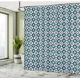 thumbnail image 5 of Ambesonne Boho Shower Curtain, Folkloric Morocco Tile Inspire, 69"Wx84"L, Seafoam Dark Blue, 5 of 5
