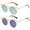 2-Pack | Gld / Pink-Grn & Blue Mirror, variant on sunglassLA Unisex Womens Fashion Round Metal Cut-Out Flash Mirror Lens Cat Eye Sunglasses (Gold / Pink Green Mirror) - 48mm